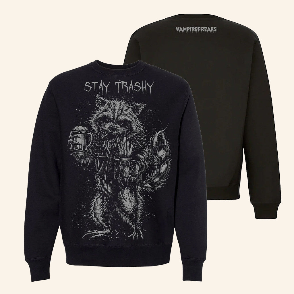 Vampire Freaks Merch Trash Raccoon Stay Trashy Sweatshirt Unique Gifts For Friends - Lilybirchmarket