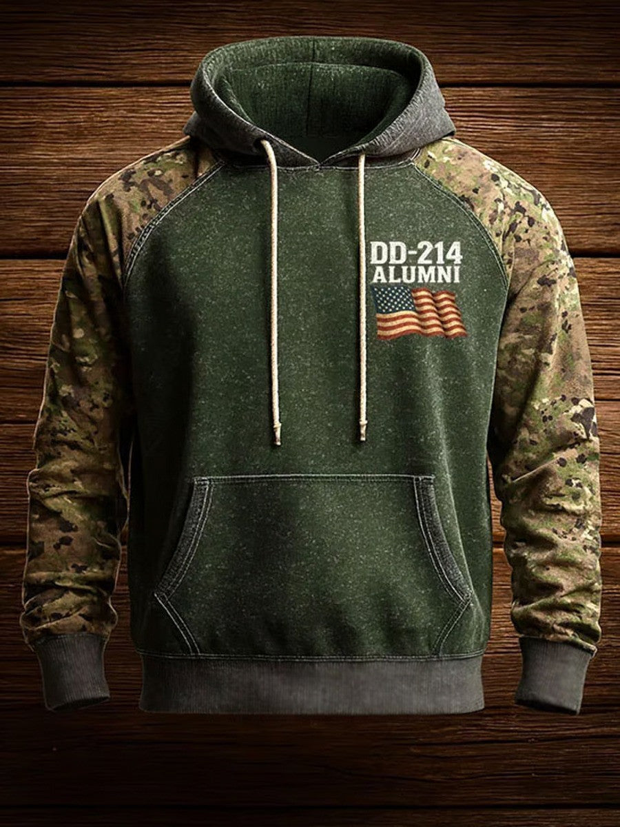 Veteran DD-214 Alumni Camouflage Hoodie Camo Print Clothing DD214 Patriotic Gifts For Vets - Lilybirchmarket