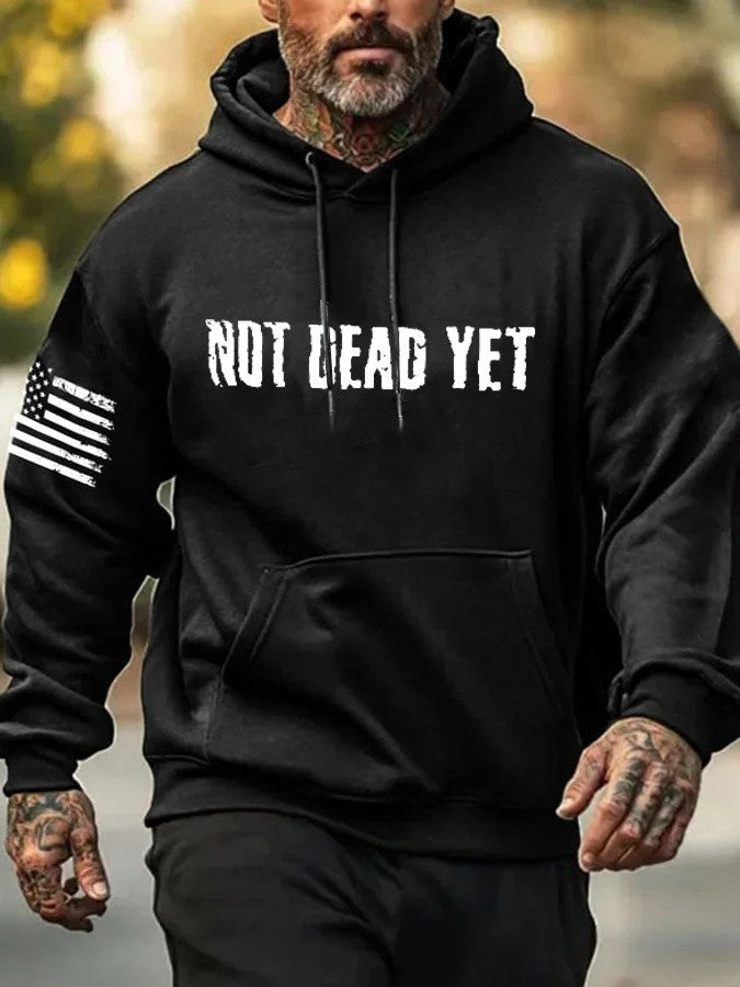 Veteran Not Dead Yet Black Hoodie USA Flag Hoodie Military Pride Apparel - Lilybirchmarket