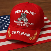 Veteran RED Friday Remember Everyone Deployed Embroidered Hat Military Support Patriotic Hat - Lilybirchmarket