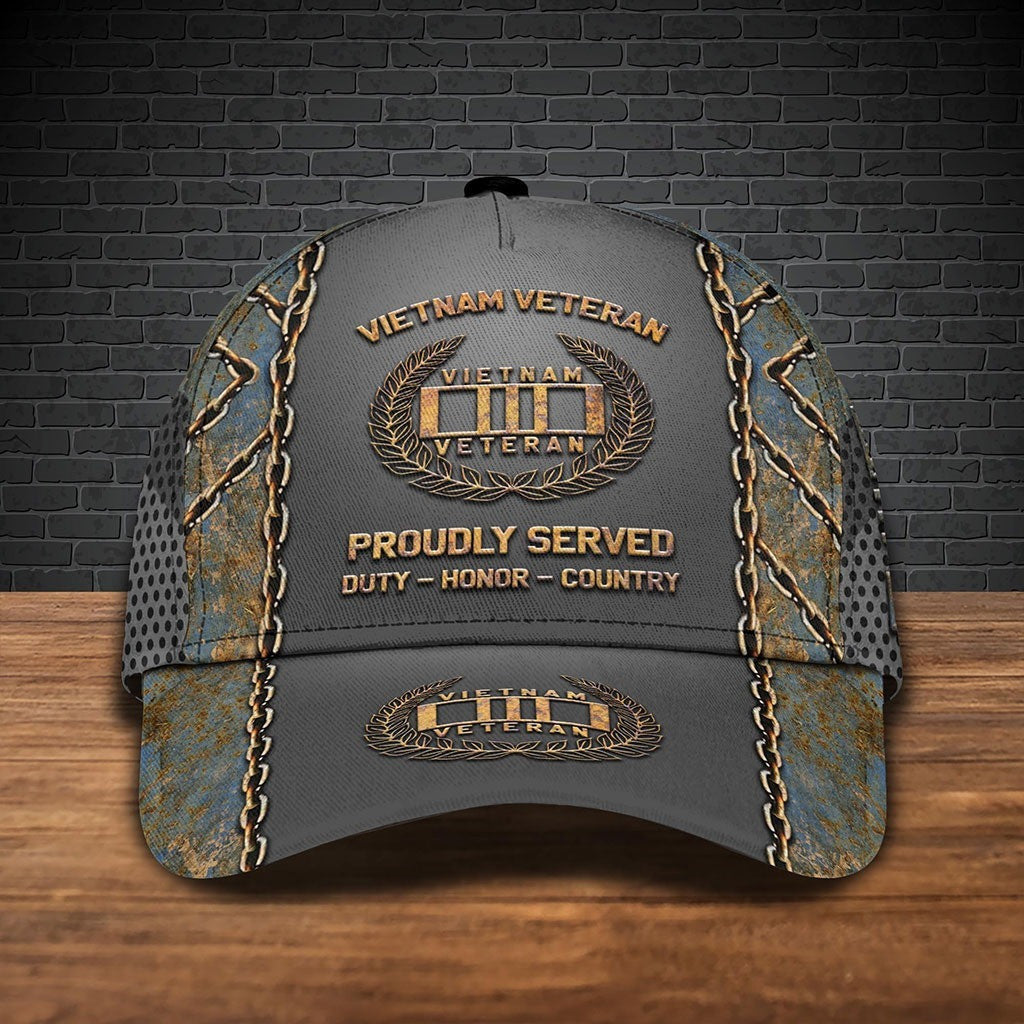 Vietnam Veteran Hat Proudly Served Duty Honor Country Vietnam Veteran Baseball Caps - Lilybirchmarket