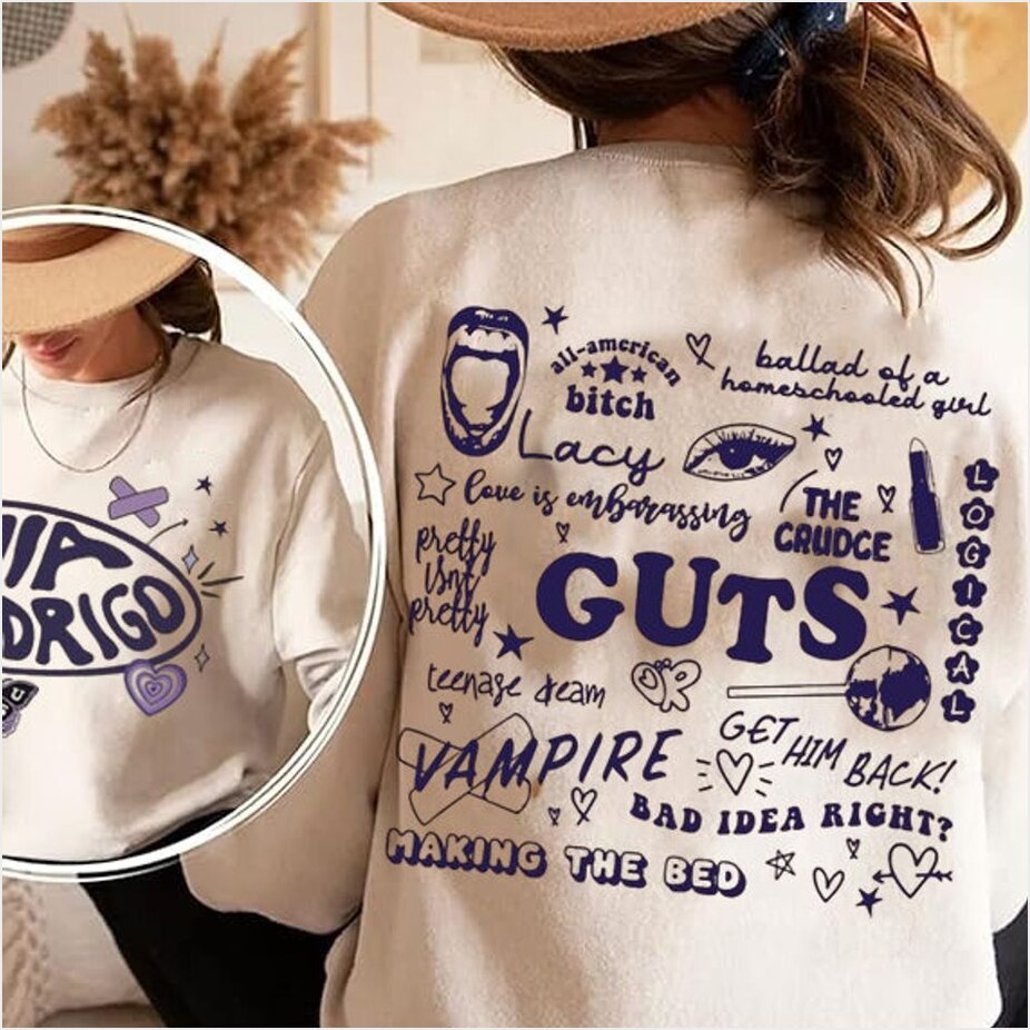 Vintage Guts Titles Olivia Rodrigo 2 Side Sweatshirt Gifts For Fans Trendy Merch - Lilybirchmarket