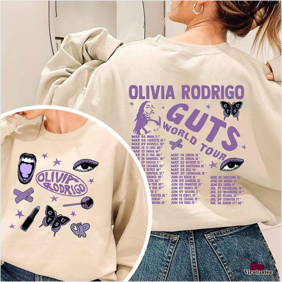 Vintage Guts Tour Schedule Olivia Rodrigo Sweater, Guts Tour Sweatshirt Gifts For BFF Merch Apparel - Lilybirchmarket