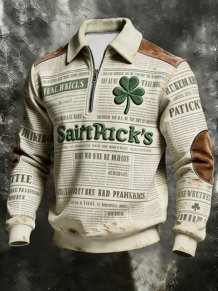  Vintage Irish Saint Patrick's Day Half Zip Polo Sweatshirt St Patrick's Day Men's Apparel Gifts - TradiViet