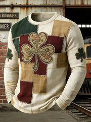  Vintage Irish St Patrick's Day Shamrock Art Long Sleeve T-Shirt St Patrick's Day Men's Clothing - TradiViet
