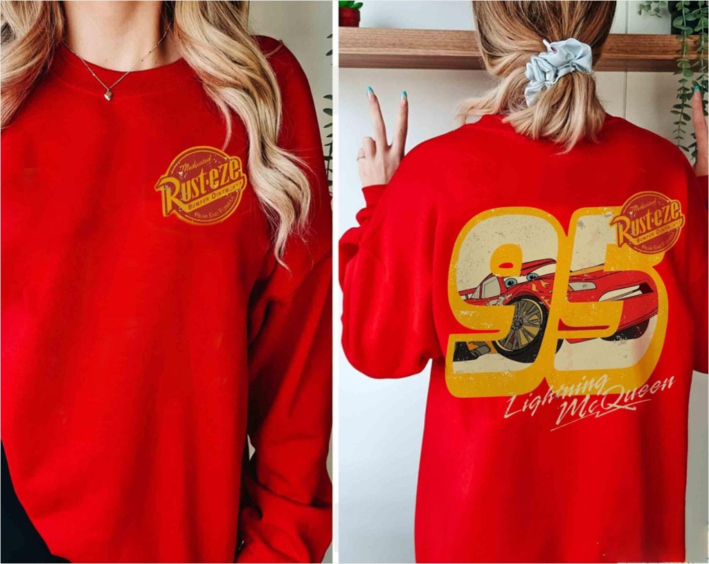 Vintage Lightning Mcqueen Sweatshirt Rust-Eze Sweatshirts Lighting Mcqueen 95 Sweatshirt Gifts For Best Friend - Lilybirchmarket