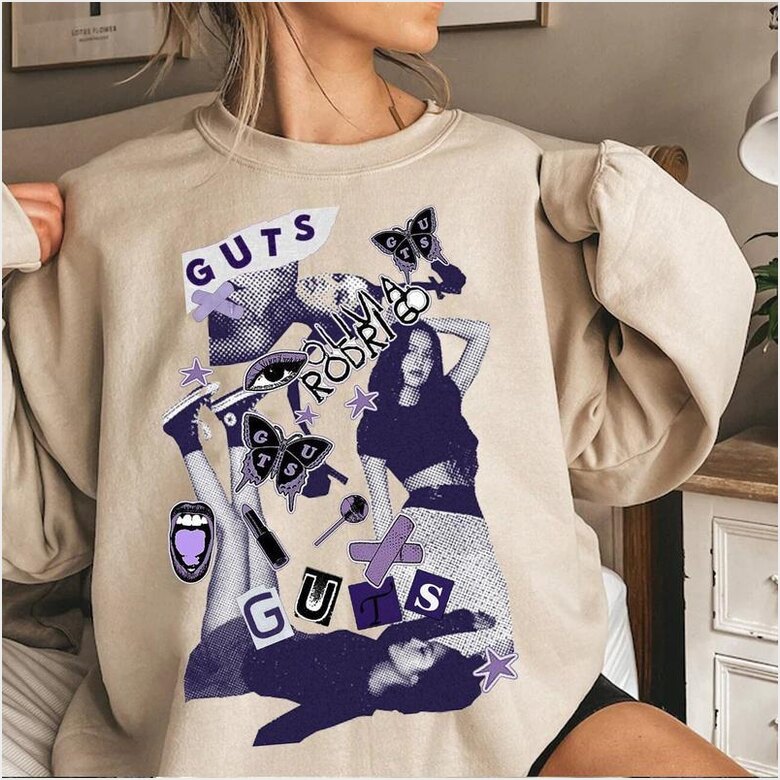 Vintage Olivia Rodrigo Guts Album Sweatshirt, Oli-Via Sour Tour Sweatshirt Gifts For Sister - Lilybirchmarket