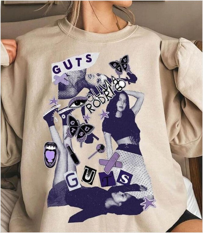 Vintage Olivia Rodrigo Guts Album Tour Sweater Olivia Rodrigo Sweatshirt Gifts For Sister Trendy Merch - Lilybirchmarket