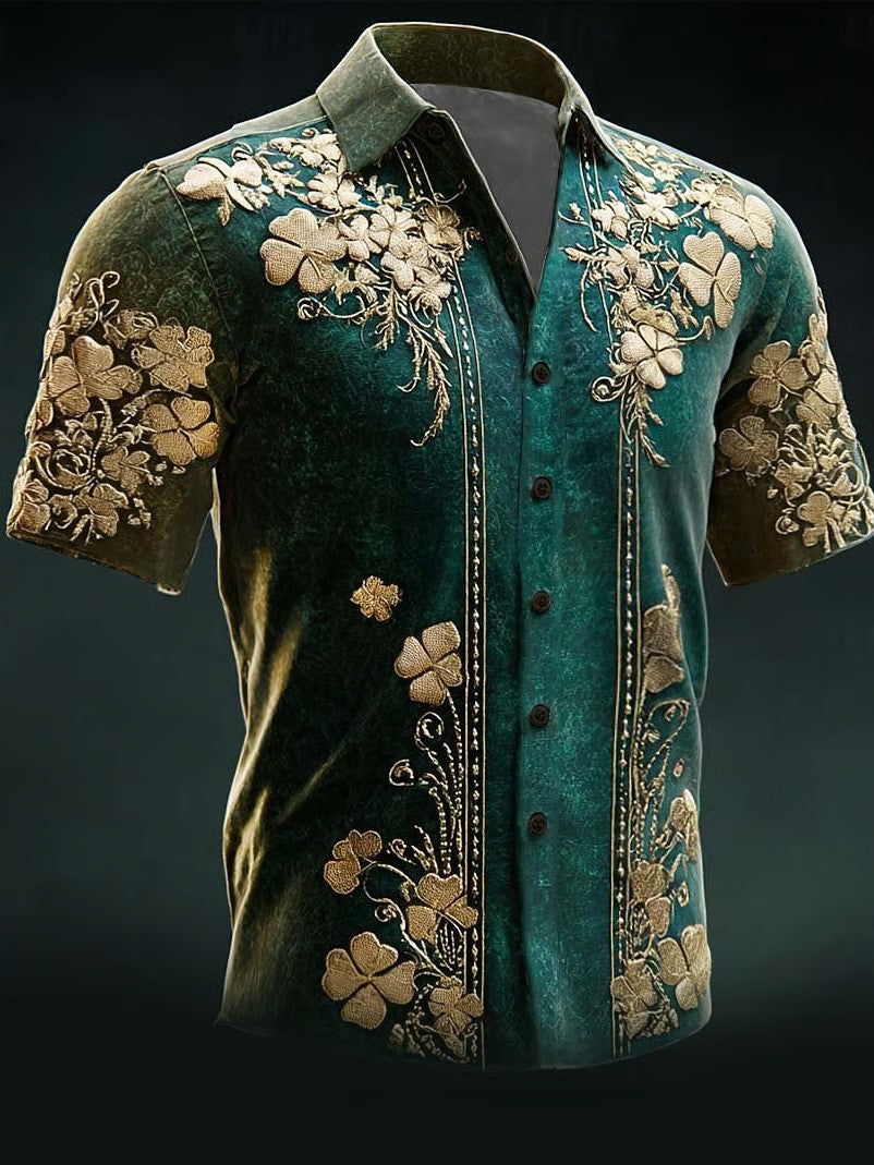 Vintage Saint Patrick's Day Hawaiian Shirt Irish Holiday St Patrick's Day Button Down Shirt - Lily Birch Market