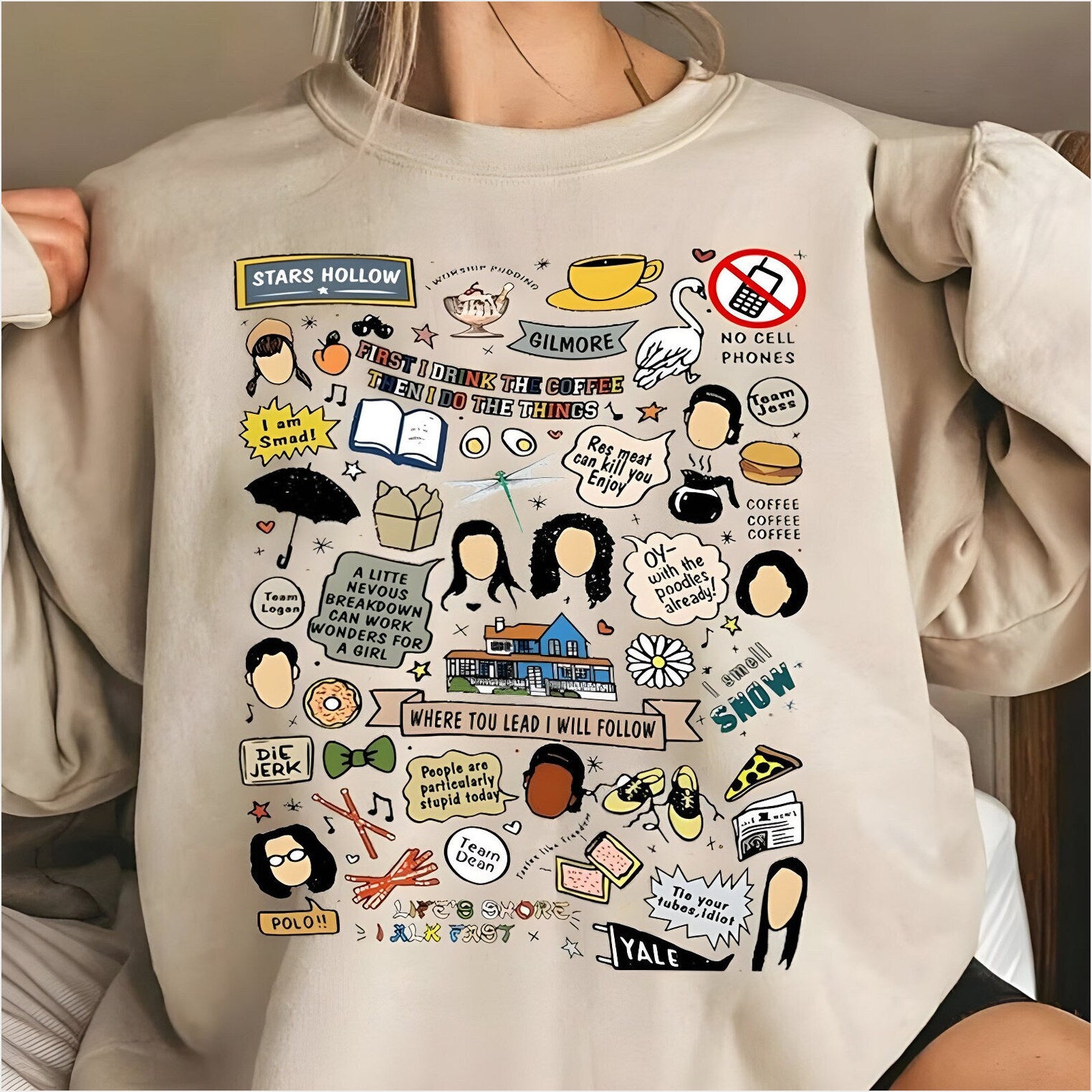Vintage Stars Hollow Sweatshirt, Gilmore Girls Sweatshirt, LukeS Diner Coffee TShirt Gifts For Sister - Lilybirchmarket