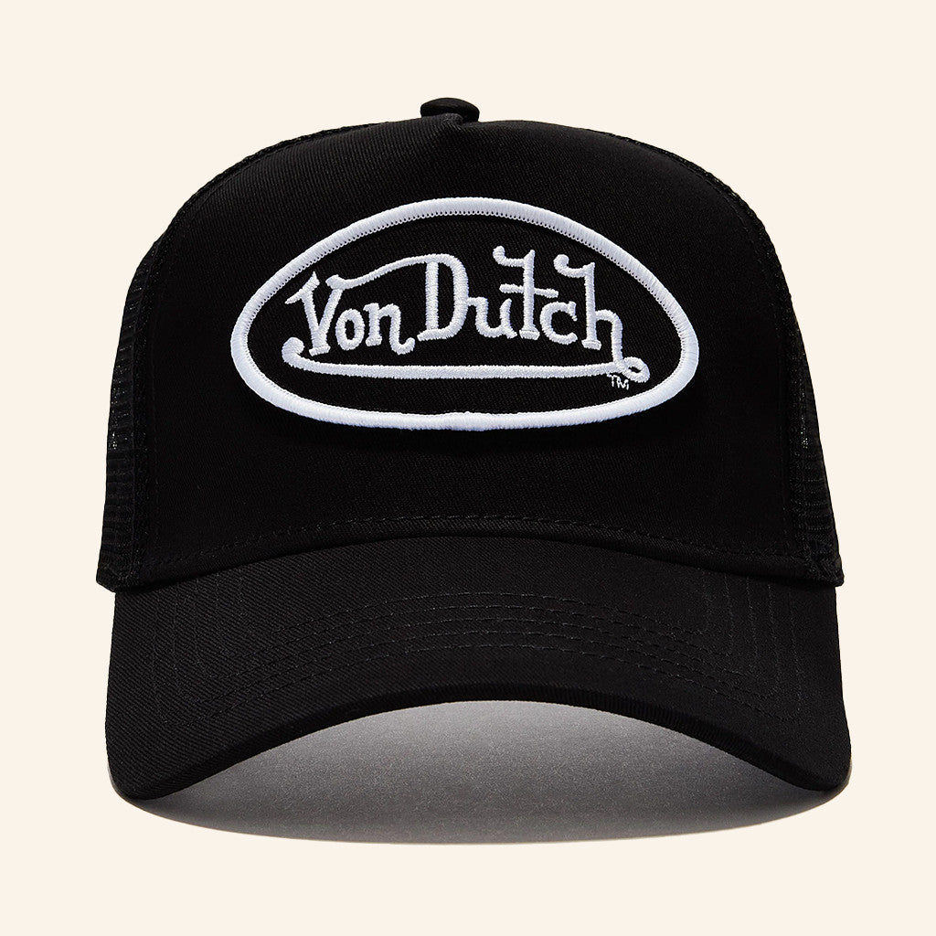 Von Dutch Merch Von Dutch Black And White Trucker Hat Embroidered Gifts Ideas For Him - Lilybirchmarket