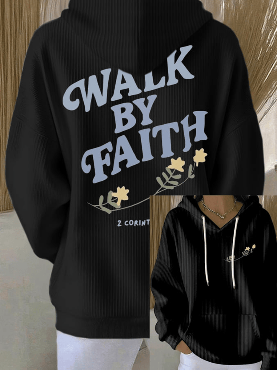 Walk By Faith Christian Hoodie Inspirational Bible Verse Faith Pullover Religious Gift - Lilybirchmarket