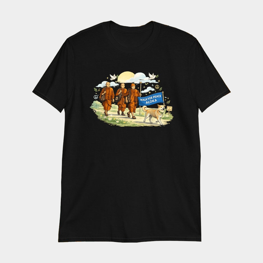 Walk For Peace Monks With Aloka Dog T-Shirt Birthday Gift For Brother - Lily Birch Market