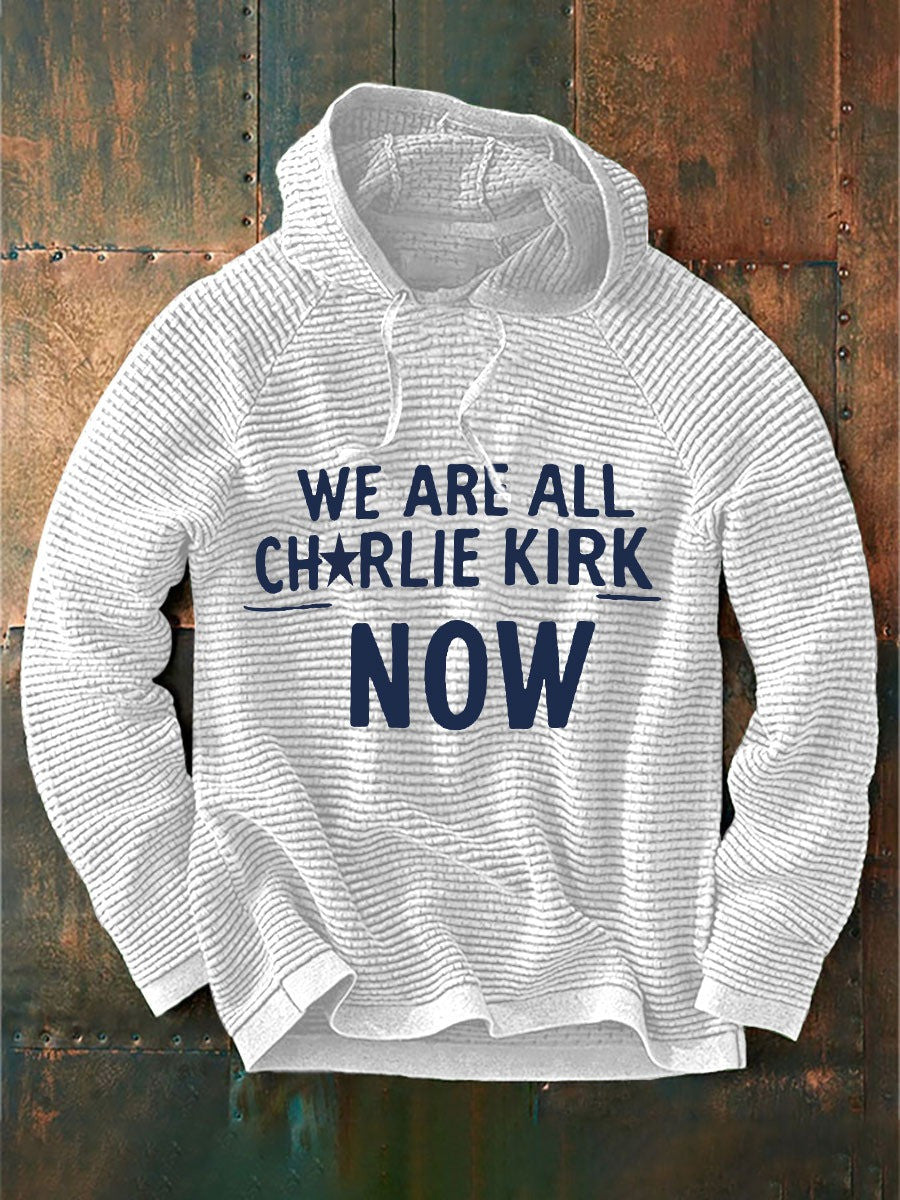 We Are All Charlie Kirk Now Charlie Kirk Waffle Hoodie Men's TPUSA Merch Trump Supporters - Lilybirchmarket