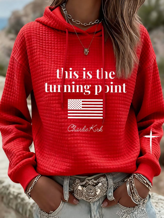 Wear Red Charlie Kirk Waffle Hoodie Women's This is The Turning Point USA TPUSA Clothing - Lilybirchmarket