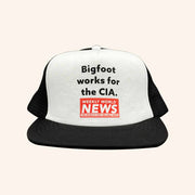 Weekly World News Merch Bigfoot Works For The CIA Snapback Trucker Hat Gifts For Him - Lilybirchmarket