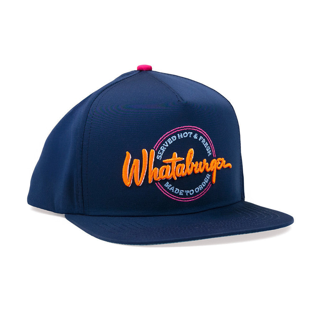 Whataburger Merch Navy Neon Sign Staunch Collection Embroidered Hat Snapback - Lilybirchmarket
