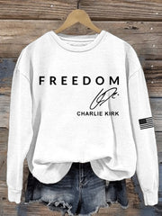 White Freedom Sweatshirt Charlie Kirk Sweatshirt Turning Point USA Merch Memorial Apparel - Lilybirchmarket