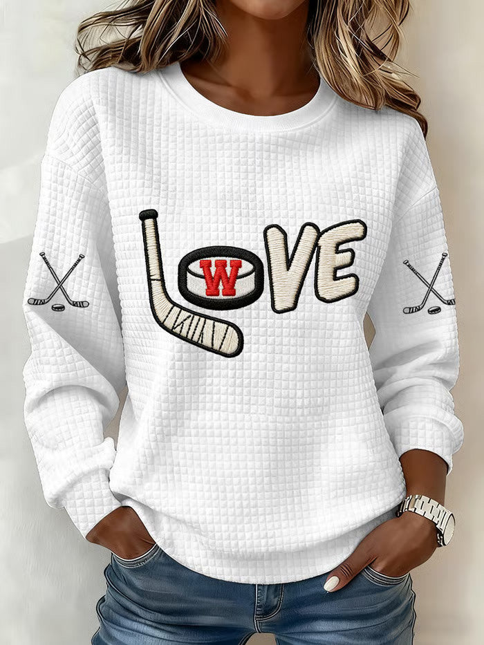 White Love Wisconsin Ice Hockey Sweatshirt Game Day Sweatshirt Gifts For Hockey Fans - Lilybirchmarket