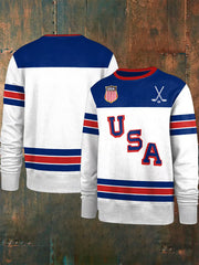 White Retro USA 2026 Ice Hockey Sweatshirt Game Day Apparel Gift Ideas For Hockey Lovers - Lilybirchmarket