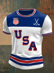 White Retro USA 2026 Ice Hockey T-Shirt Game Day Shirts Gift Ideas For Hockey Fans - Lily Birch Market