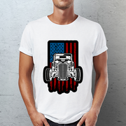 Vintage Hot Rod American Flag Classic Car Classic Unisex T-Shirt Gildan 5000 (Made In US) DLQD1004PT08