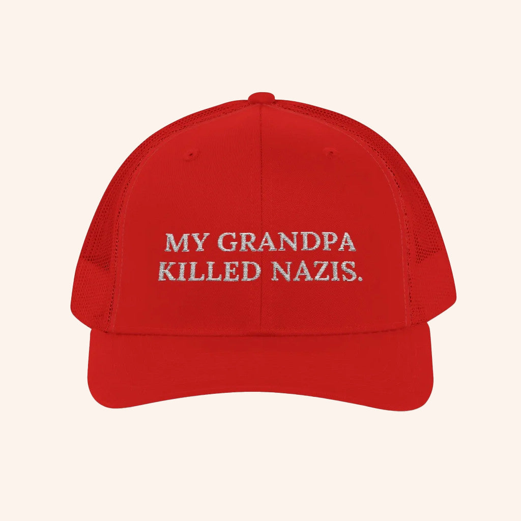 Wiley Cash Merch My Grandpa Killed Nazis Trucker Hat Anti Fascist Merch Gifts For Democracy - Lilybirchmarket