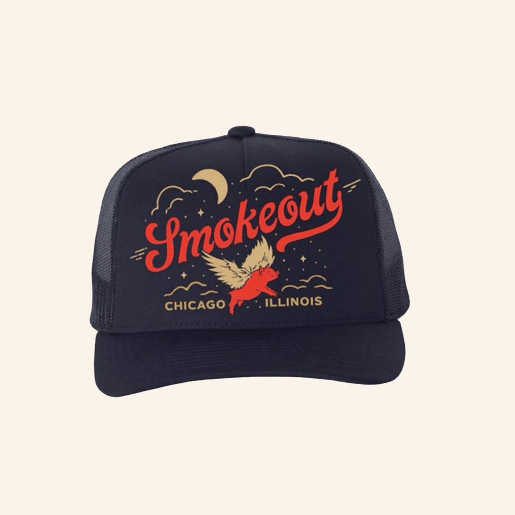 Windy City Smokeout Merch Navy Flying Pig Trucker Hat Gifts For Dudes - Lilybirchmarket