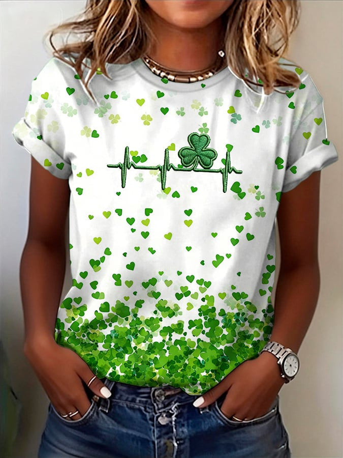 Women St. Patrick's Day T-shirt Funny Irish Clover Print Shirt Lucky Irish Shirt Gift Ideas - Lily Birch Market