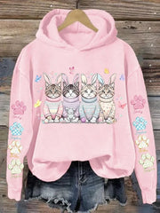 Women's Cute Easter Cat Hoodie Funny Cat Lover Clothes Easter Gift For Her - Lilybirchmarket