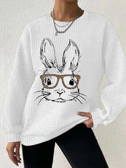 Women's Easter Bunny Glasses Sweatshirt Cute Rabbit Spring Clothes Mother's Day Gift - Lilybirchmarket