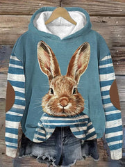 Women's Fun Bunny Art Hoodie Cute Easter Rabbit Spring Clothes Gift For Her - Lilybirchmarket