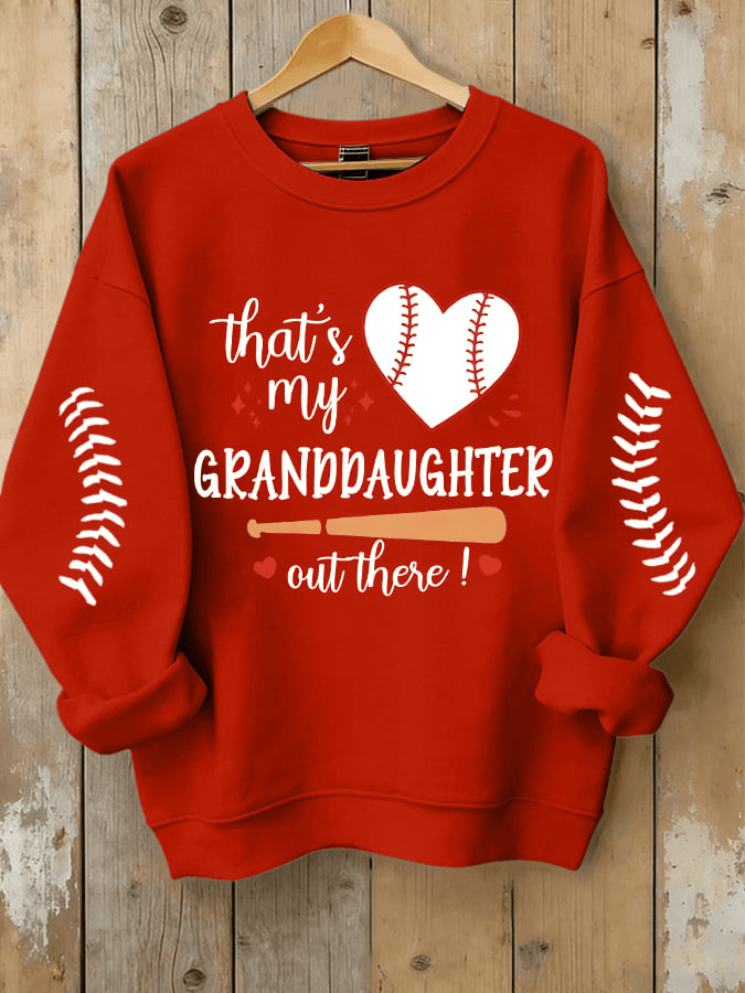  Women's That's My Granddaughter Out There Baseball Print Sweatshirt Gifts For Baseball Lovers - TradiViet