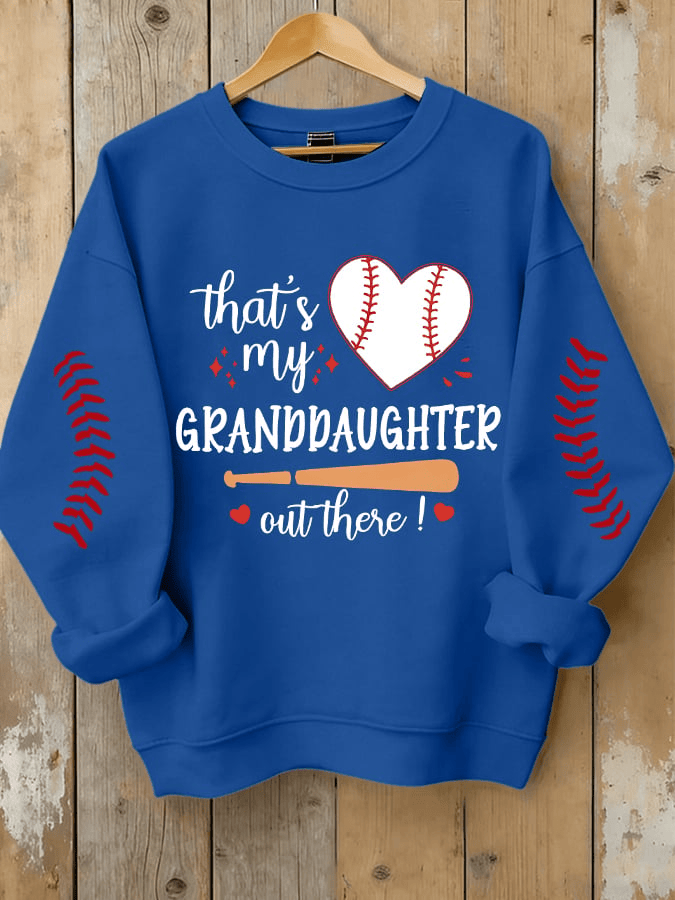  Women's That's My Granddaughter Out There Baseball Print Sweatshirt Gifts For Baseball Lovers - TradiViet