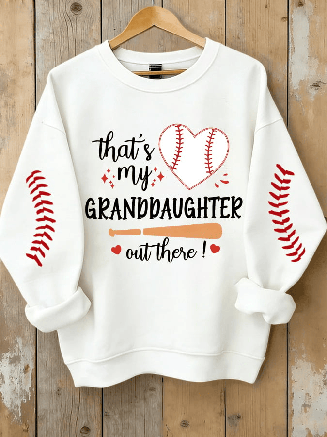  Women's That's My Granddaughter Out There Baseball Print Sweatshirt Gifts For Baseball Lovers - TradiViet