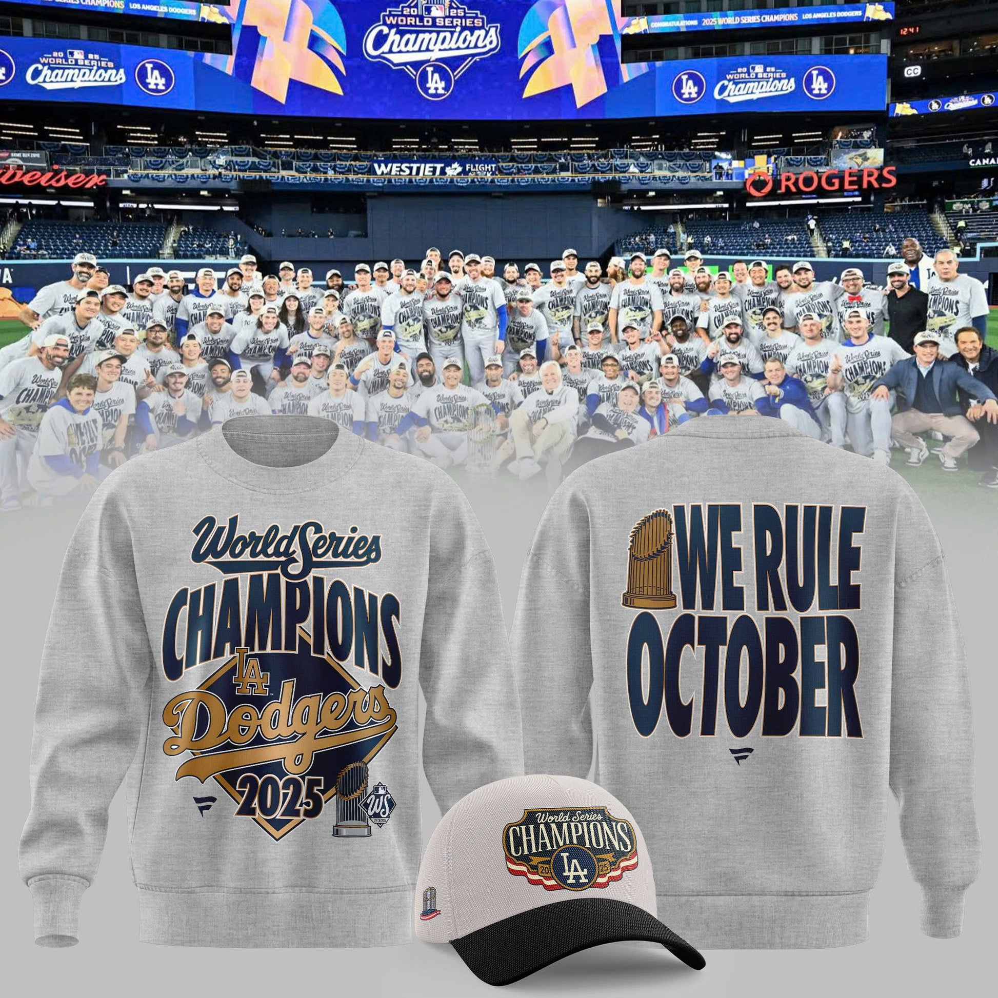 World Series Merch 2025 Los Angeles Dodgers Back To Back Champions Sweatshirt We Rule October - Lilybirchmarket