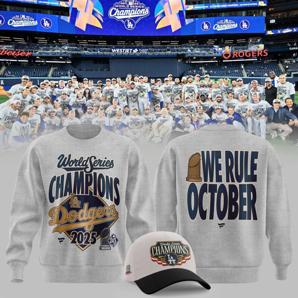 World Series Merch 2025 Los Angeles Dodgers Back To Back Champions Sweatshirt We Rule October - Lilybirchmarket