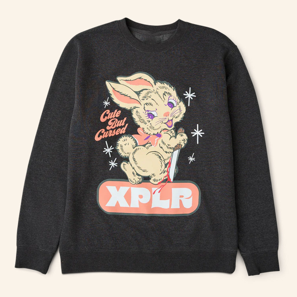 XPLR Merch Cute But Cursed Crewneck Sweatshirt Charcoal Gift For Her - Lilybirchmarket