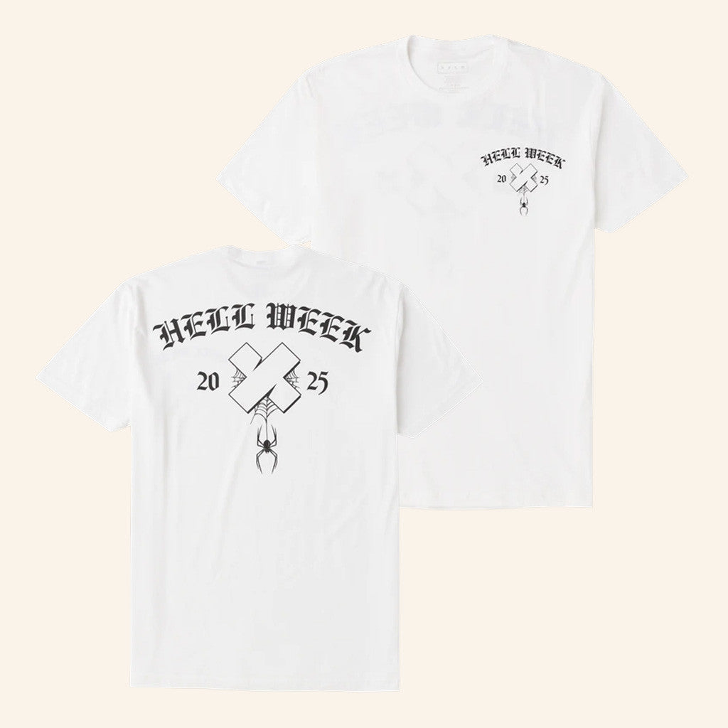 XPLR Merch Hell Week 2025 White T-Shirt Halloween Gift Ideas For Men - Lily Birch Market