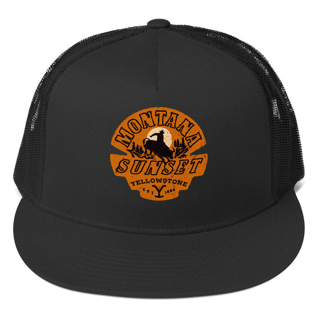 Yellowstone Merch Yellowstone Montana Sunset Trucker Hat Snapback Gifts For Him - Lilybirchmarket
