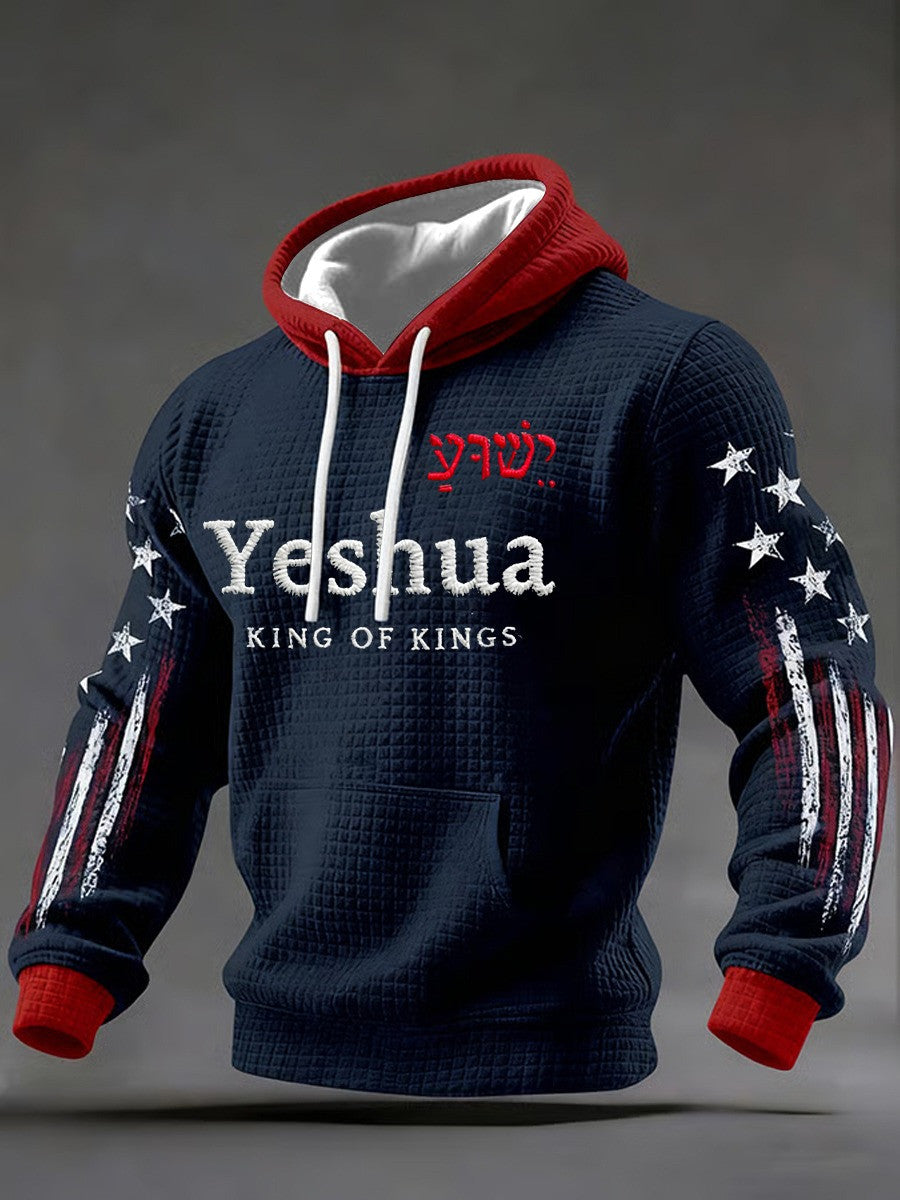 Yeshua King Of Kings Waffle Hoodie Men's Christian Apparel Faith Based Gifts For Him - Lilybirchmarket