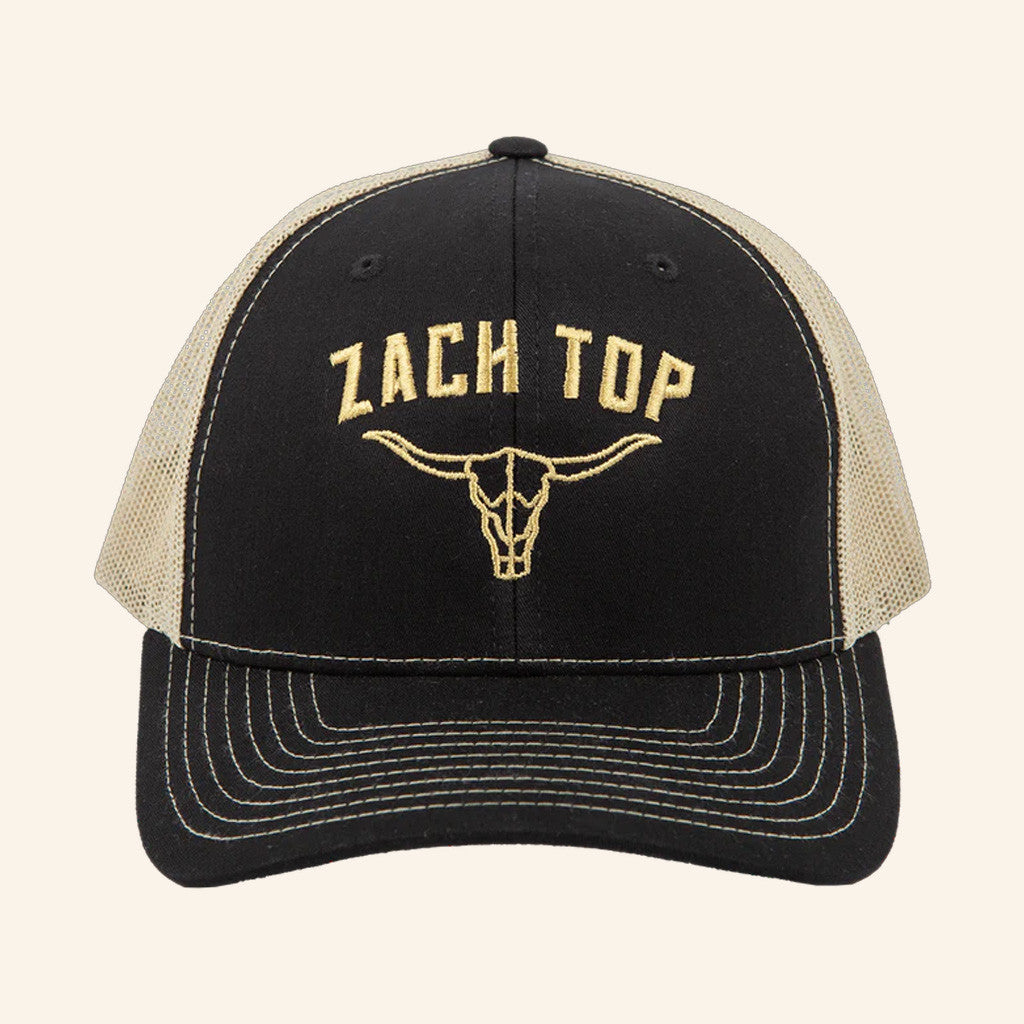 Zach Top Merch Black And Gold Skull Logo Hat Embroidered Christmas Ideas For Him - Lilybirchmarket