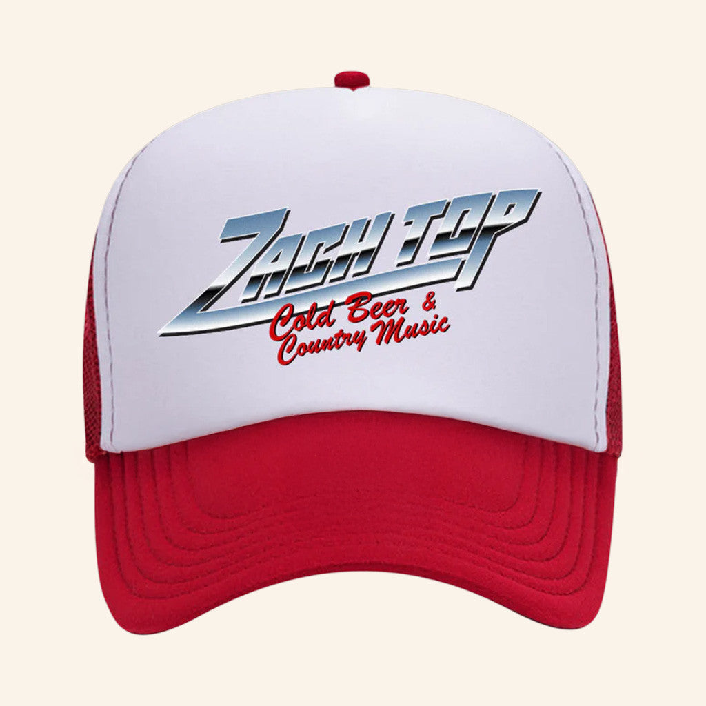 Zach Top Merch Chrome Trucker Hat Cold Beer And Country Music Hat Gifts For Music Fans - Lilybirchmarket