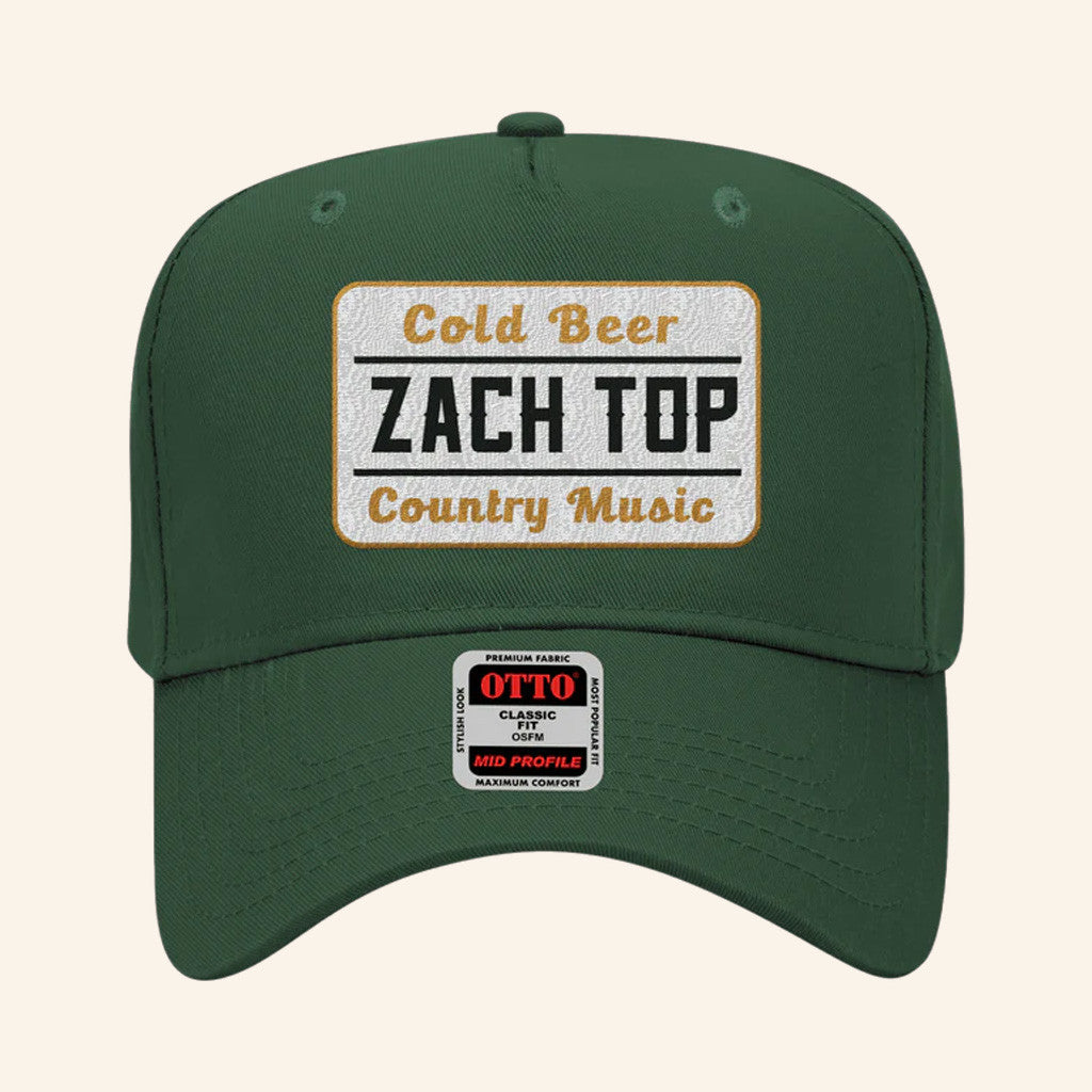 Zach Top Merch Cold Beer And Country Music Green Hat Embroidered Xmas Presents For Him - Lilybirchmarket
