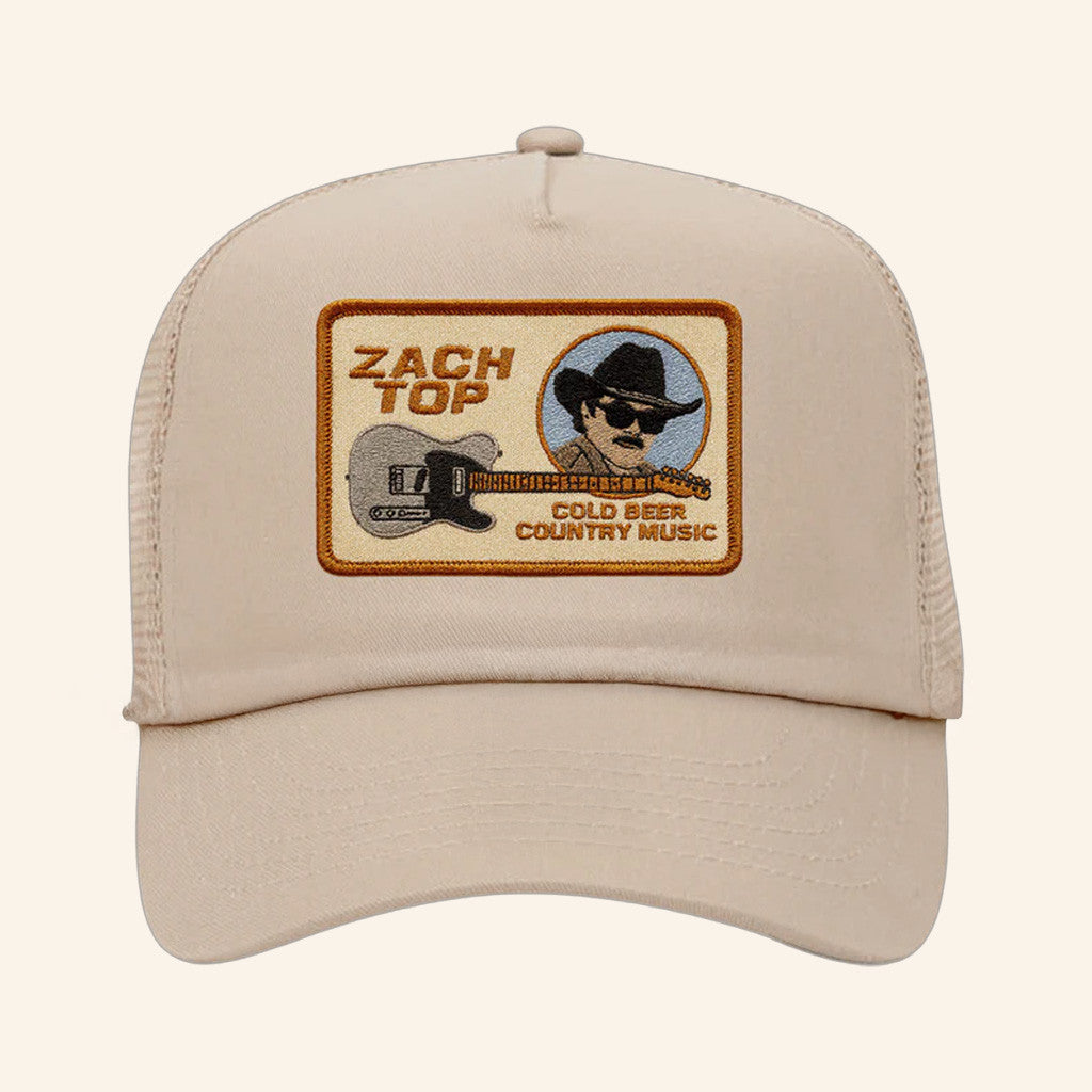 Zach Top Merch Guitar Embroidered Trucker Hat Zach Top Hat Xmas Gifts For Dad - Lilybirchmarket