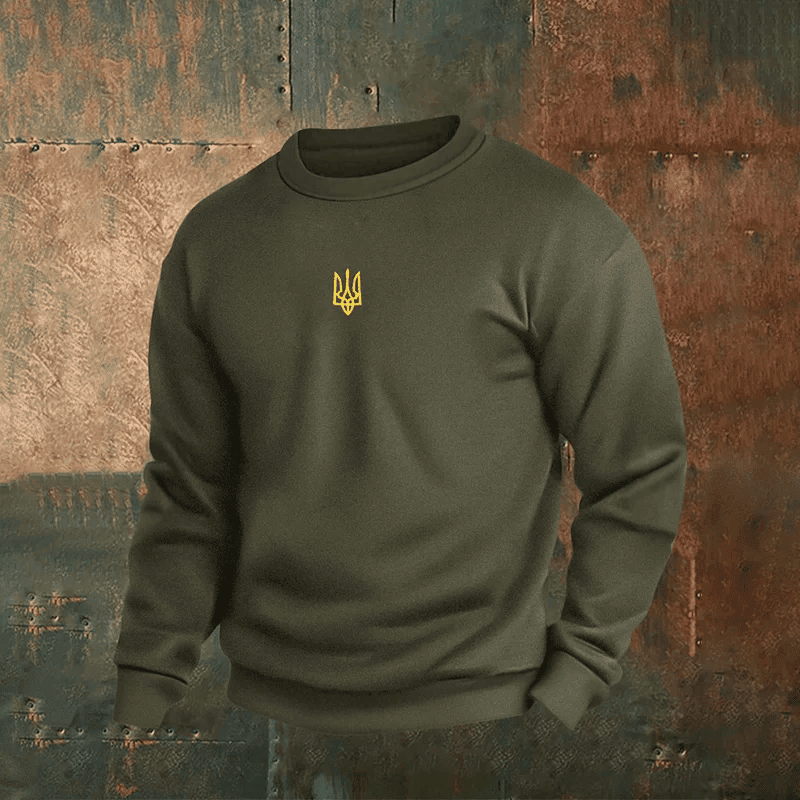 Zelensky Sweatshirt Ukrainian Trident Symbol Ukraine Merch Zelensky Green Sweatshirt - Lilybirchmarket
